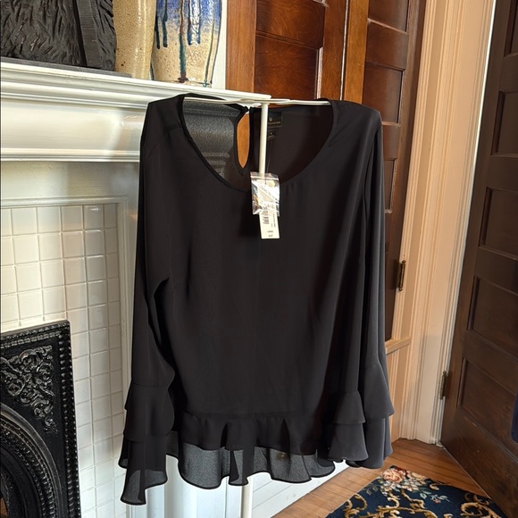 Worthington Tops - Worthington Black Ruffled bell sleeve Blouse. NWT. Retail‎ 37
